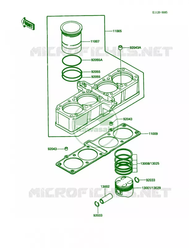 CylinderPiston Kawasaki MOTOS 1200 1991 Voyager XII  ZG1200-B5