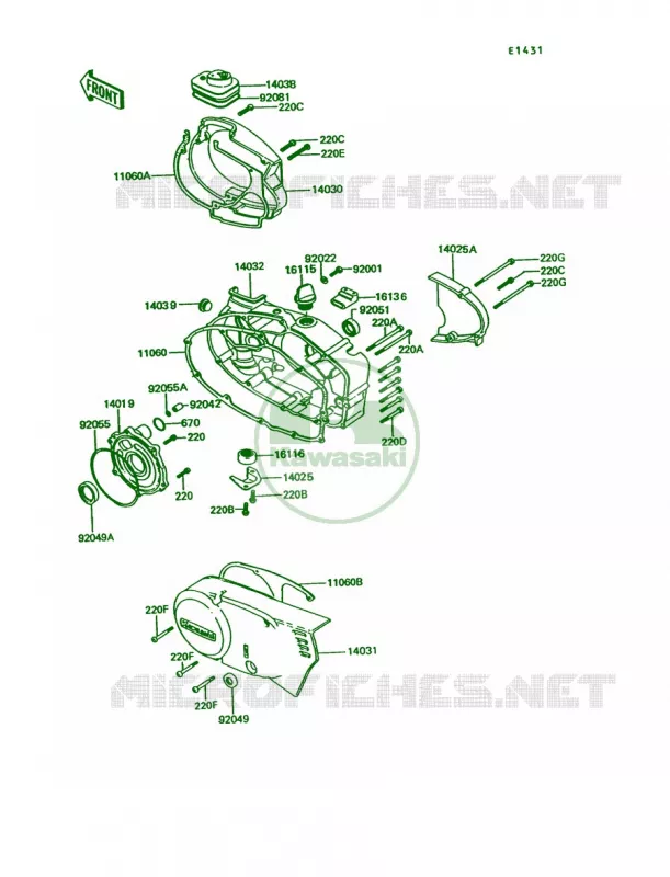 Engine Covers Kawasaki MOTOS 100 1992 KE100  KE100-B11