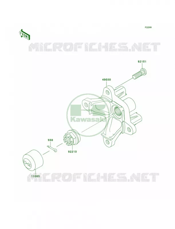 Front Hub Kawasaki QUAD 650 2008 Brute Force 650 4x4  KVF650D8F