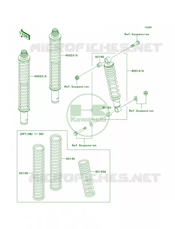 Shock Absorbers Kawasaki QUAD 360 2008 Prairie 360 4X4  KVF360A8F