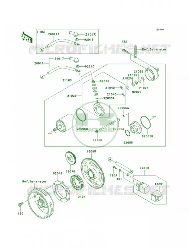 Starter MotorD6F-D8F Kawasaki QUAD 650 2007 Brute Force 650 4x4  KVF650D7F