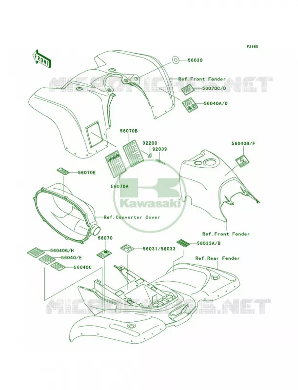 Labels Kawasaki QUAD 300 2000 Prairie 300  KVF300-B2