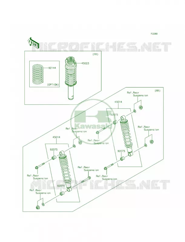 Shock Absorbers Kawasaki MULE 620 2014 Mule 4010 Trans4x4  KAF620REFA