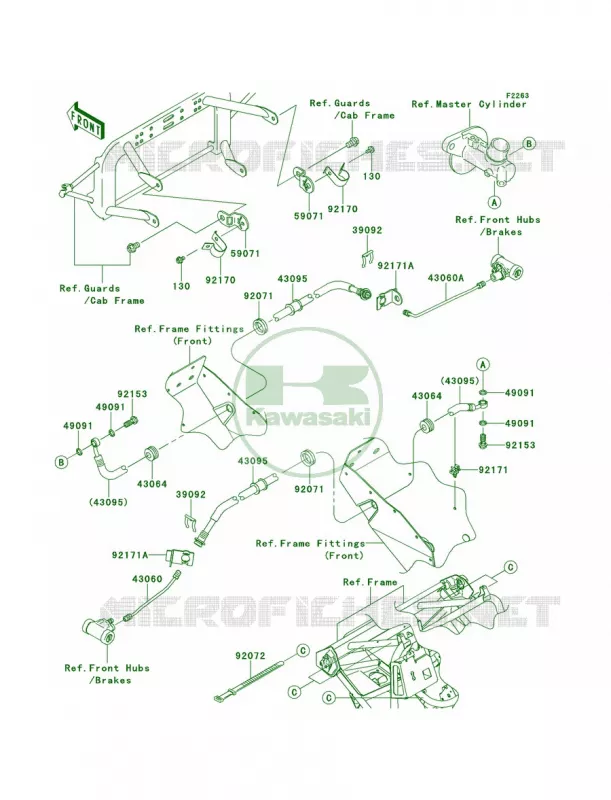 Front Brake Piping Kawasaki MULE 400 2014 Mule 600  KAF400BEF