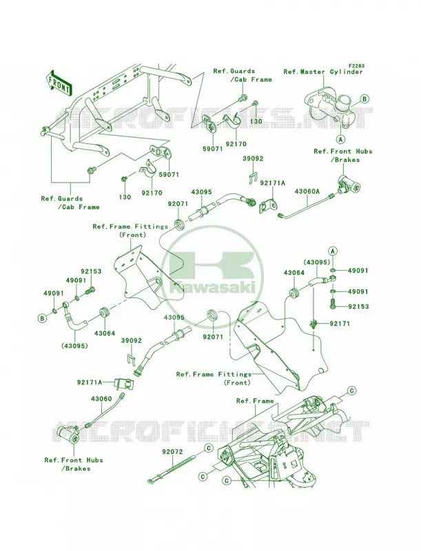 Front Brake Piping Kawasaki MULE 400 2012 Mule 600  KAF400BCF