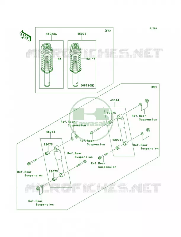 Shock Absorbers Kawasaki MULE 620 2011 Mule 4010 4x4  KAF620MBF
