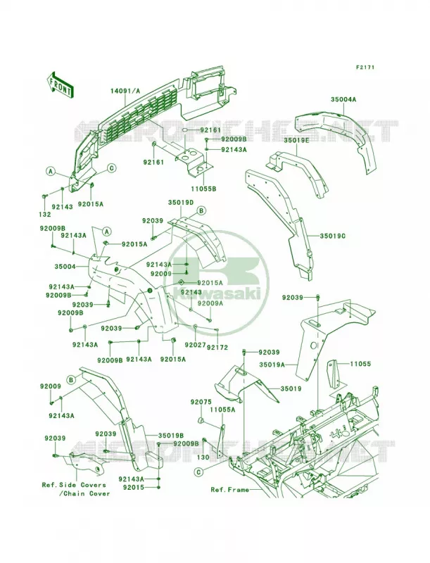 Front FendersP9F-PBF Kawasaki MULE 620 2011 Mule 4000  KAF620PBF