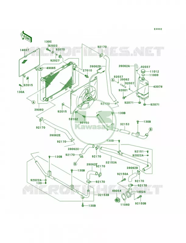 Radiator Kawasaki MULE 620 2007 MULE 3020 TURF  KAF620-F2