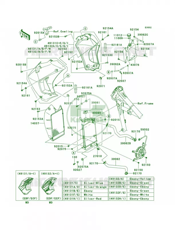 RadiatorEBF-EEF Kawasaki MOTOS 650 2013 KLR650  KL650EDF
