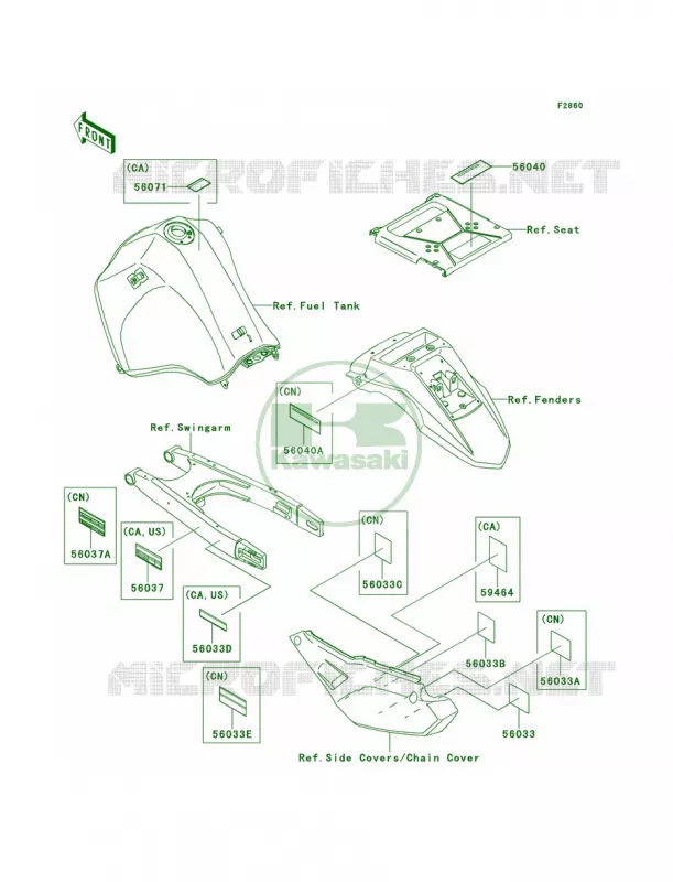 LabelsEBFECF Kawasaki MOTOS 650 2012 KLR650  KL650ECF