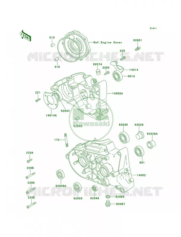 Crankcase Kawasaki MOTOS 100 2000 KE100  KE100-B19