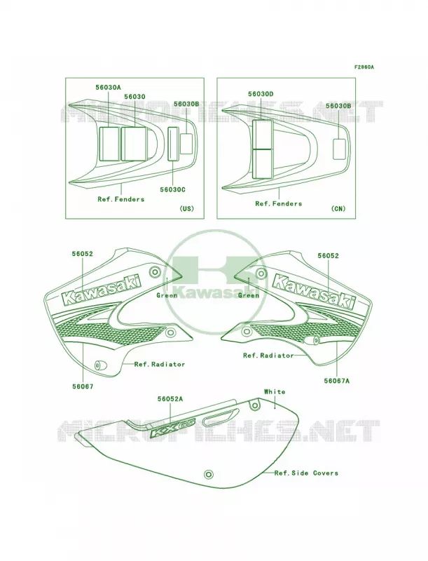 LabelsGreenA7F Kawasaki MOTOS 65 2008 KX65   KX65A8F