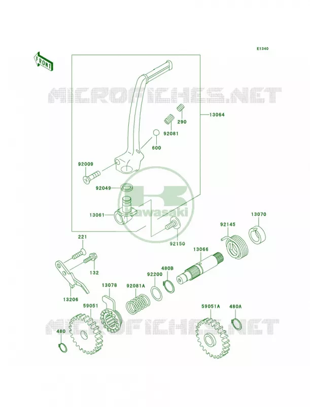 Kickstarter Mechanism Kawasaki MOTOS 100 2002 KX100  KX100-D2