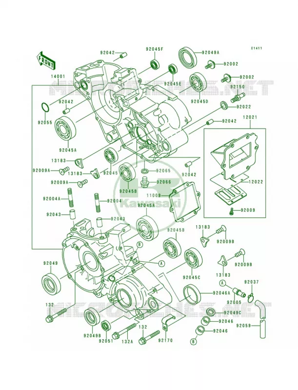 Crankcase Kawasaki MOTOS 125 1996 KX125  KX125-K3