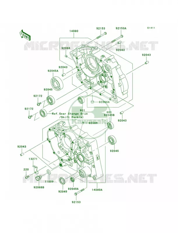 Crankcase Kawasaki MOTOS 140 2008 KLX140  KLX140A8F
