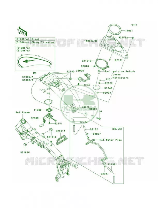 Fuel Tank Kawasaki MOTOS 2000 2009 Vulcan 2000  VN2000G9F
