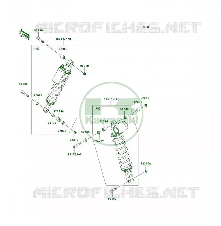 SUSPENSION - SHOCK ABSORBER Kawasaki QUAD 450 2009 KFX450R  KSF450B9F