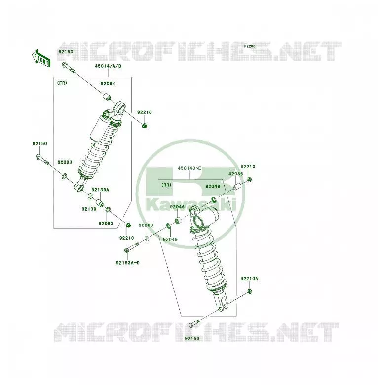 SUSPENSION - SHOCK ABSORBER Kawasaki QUAD 450 2010 KFX450R  KSF450BAF