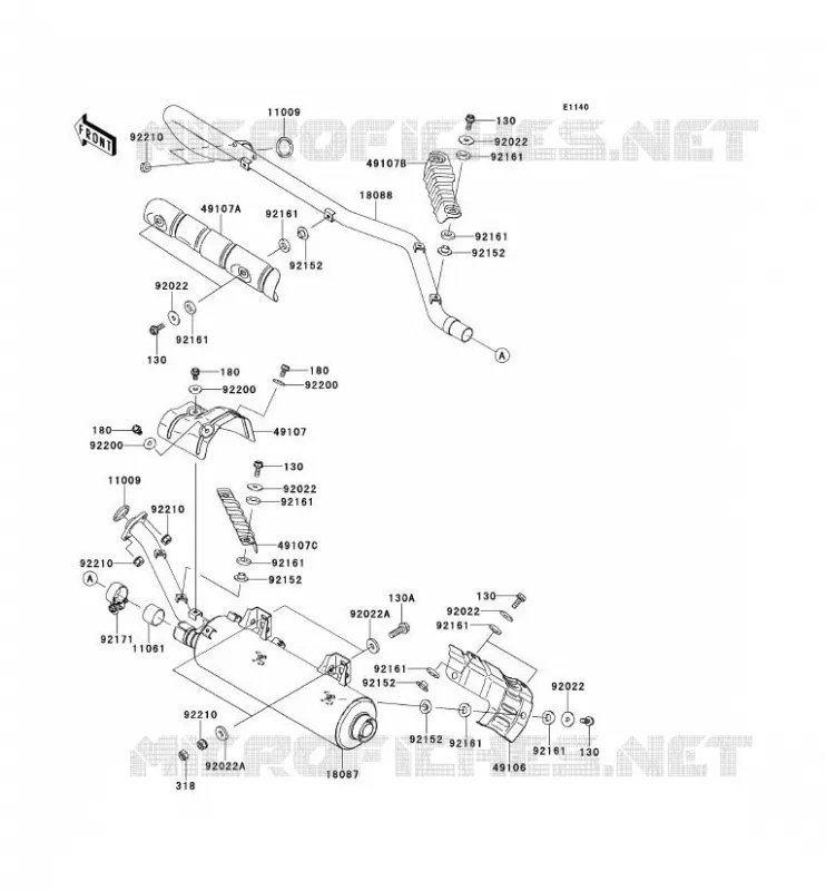EXHAUST Kawasaki QUAD 650 2012 KVF650 4X4I  KVF650FCS