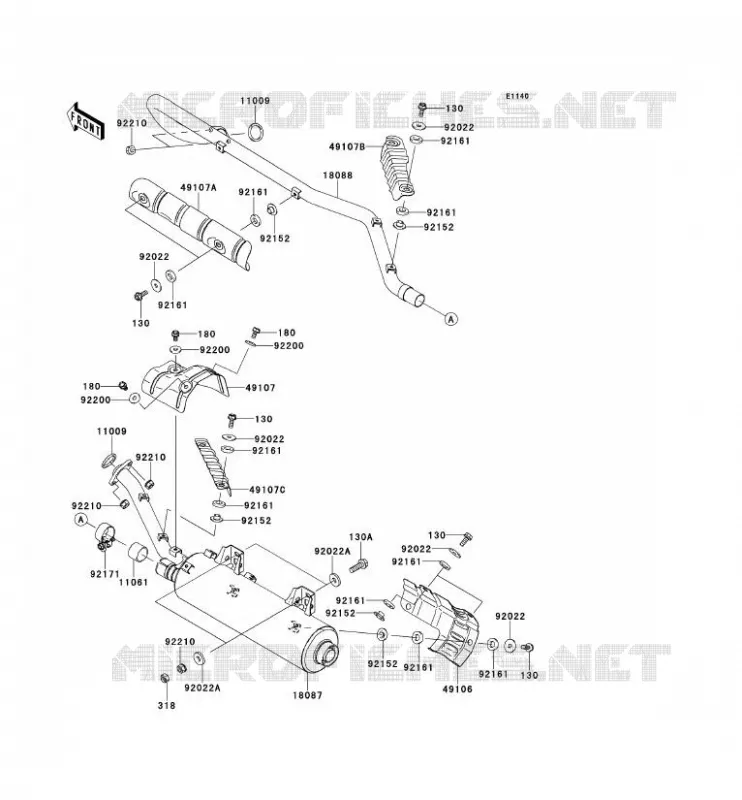 EXHAUST Kawasaki QUAD 650 2013 KVF650 4X4  KVF650FDF