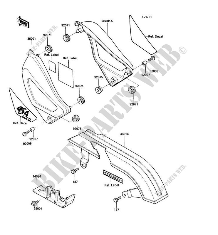 SIDE COVERS   CHAIN COVER voor Kawasaki LTD450 1990