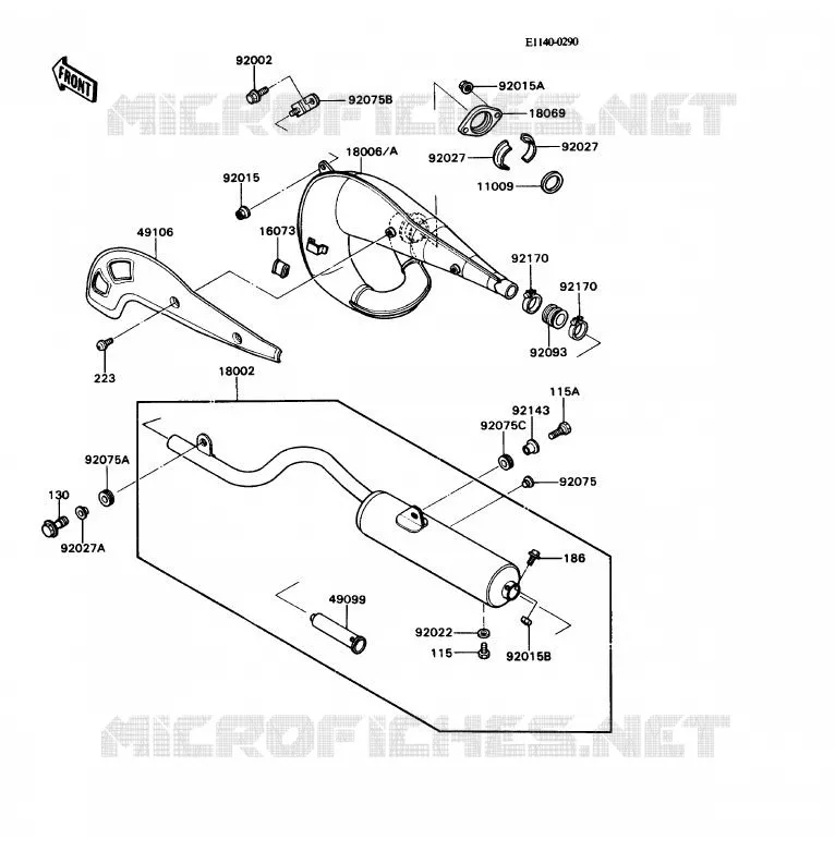 EXHAUST Kawasaki MOTOS 80 1989 KD80X  KD80-N2