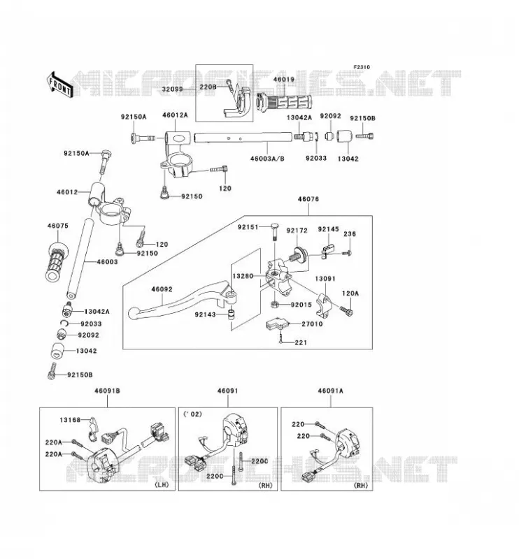HANDLEBAR Kawasaki MOTOS 900 2002 NINJA ZX-9R  ZX900-F1P