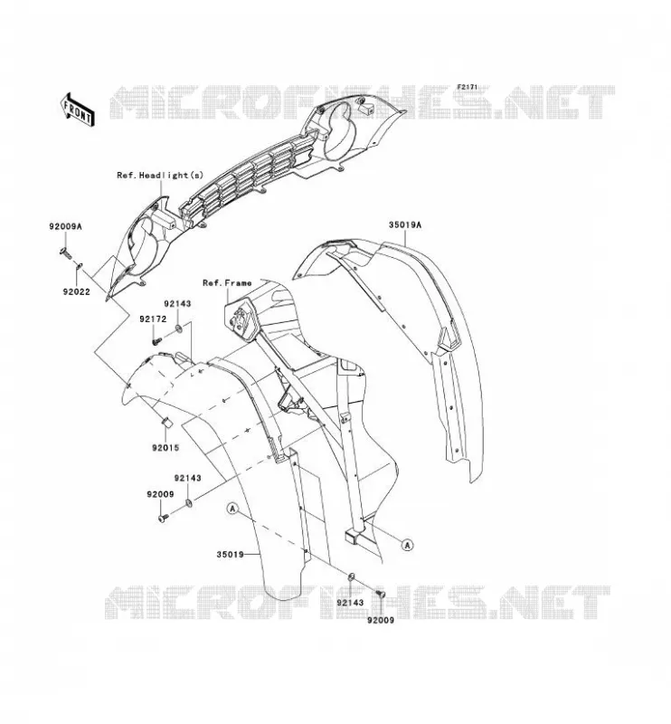 FRONT FENDER Kawasaki SSV 400 2008 MULE 600  KAF400B8F