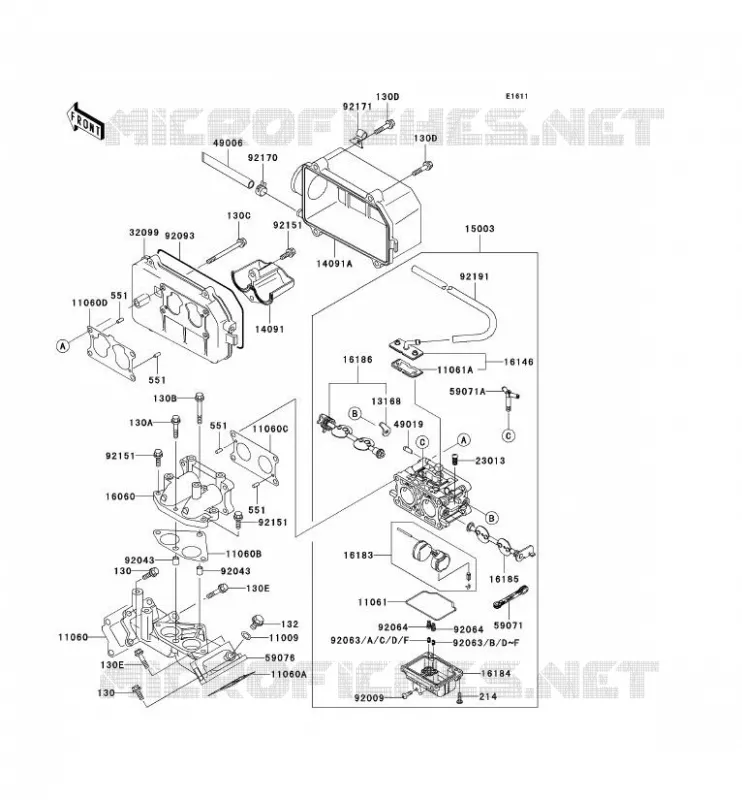 CARBURETOR Kawasaki SSV 620 2008 MULE 3000  KAF620G8F