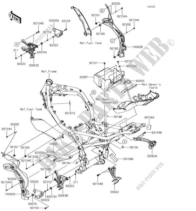 FRAME PARTS (COUVERTURE) voor Kawasaki Z900 2018