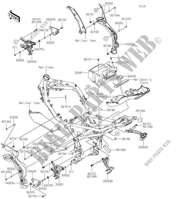 FRAME PARTS (COUVERTURE) voor Kawasaki Z900 2019
