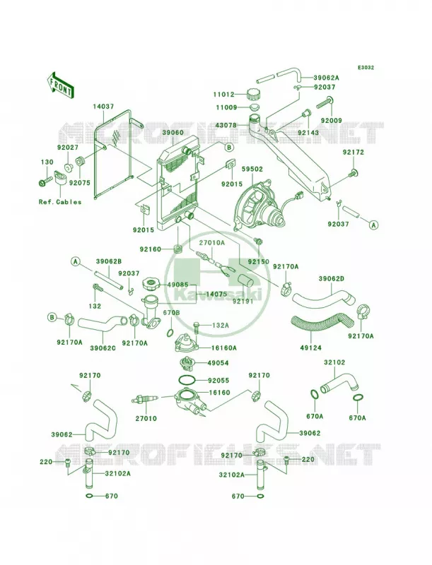 Radiator Kawasaki MOTOS 500 2004 Vulcan 500 LTD  EN500-C9