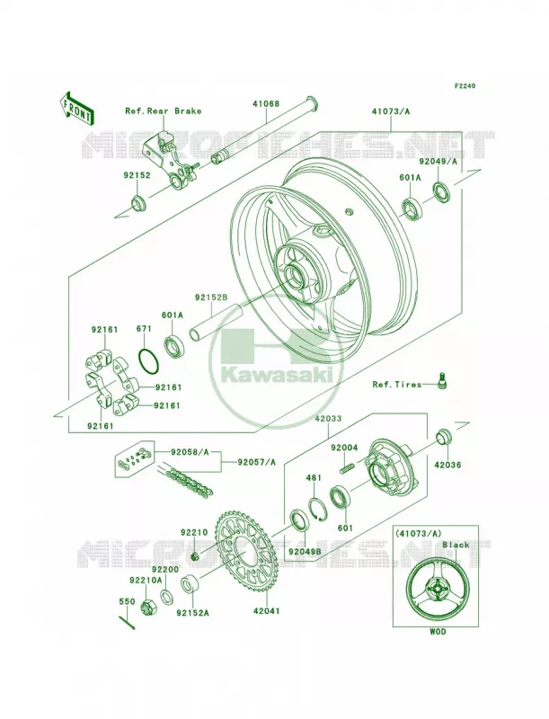 Rear WheelChain Kawasaki MOTOS 1000 2011 Ninja ZX-10R ABS  ZX1000KBF