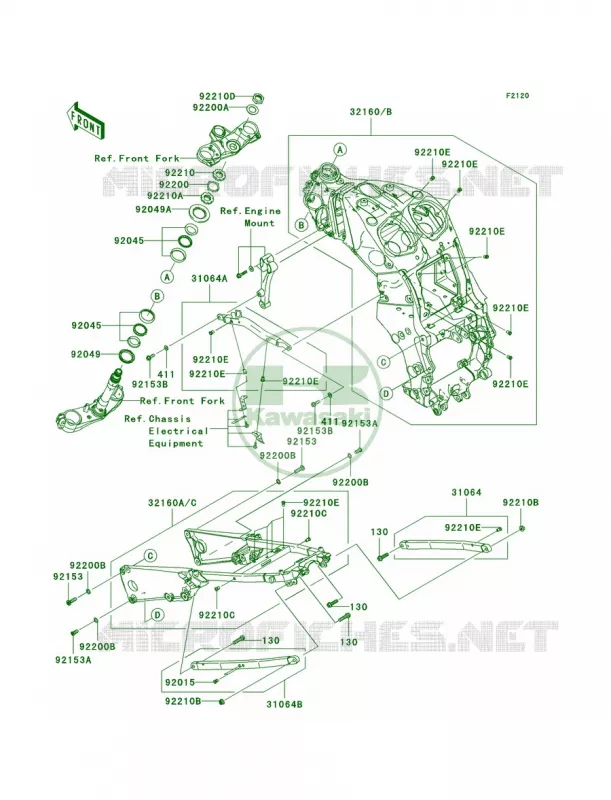 Frame Kawasaki MOTOS 1400 2006 Ninja ZX-14  ZX1400A6F