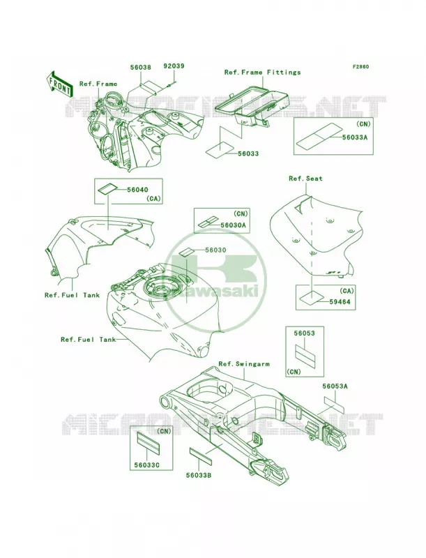 Labels Kawasaki MOTOS 1400 2006 Ninja ZX-14  ZX1400A6F