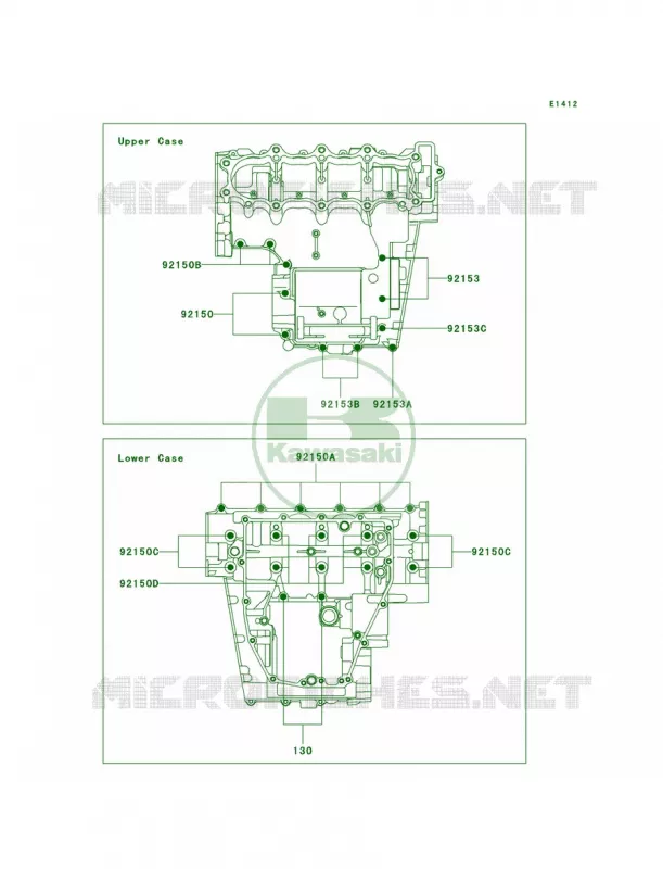 Crankcase Bolt Pattern Kawasaki MOTOS 600 2006 ZZR600  ZX600J6F
