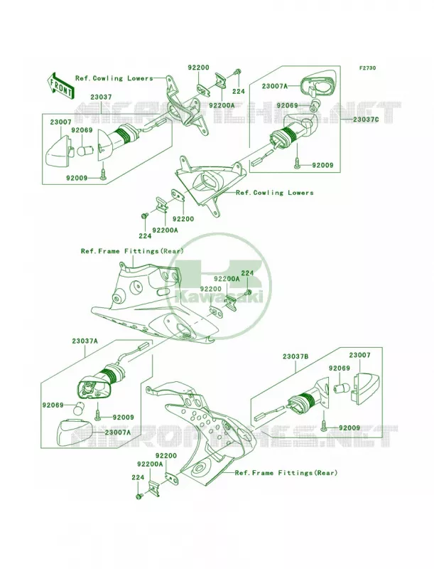 Turn Signals Kawasaki MOTOS 600 2005 Ninja ZX-6RR  ZX600-N1