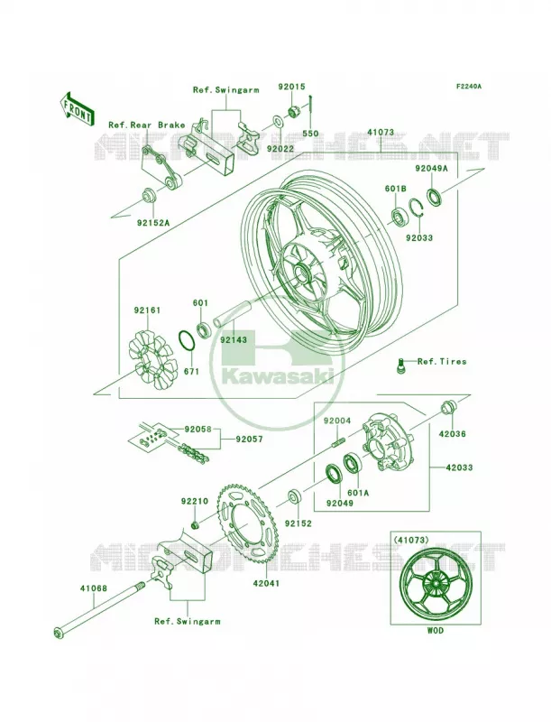 Rear WheelChainAESA Kawasaki MOTOS 300 2014 Ninja 300  EX300AES