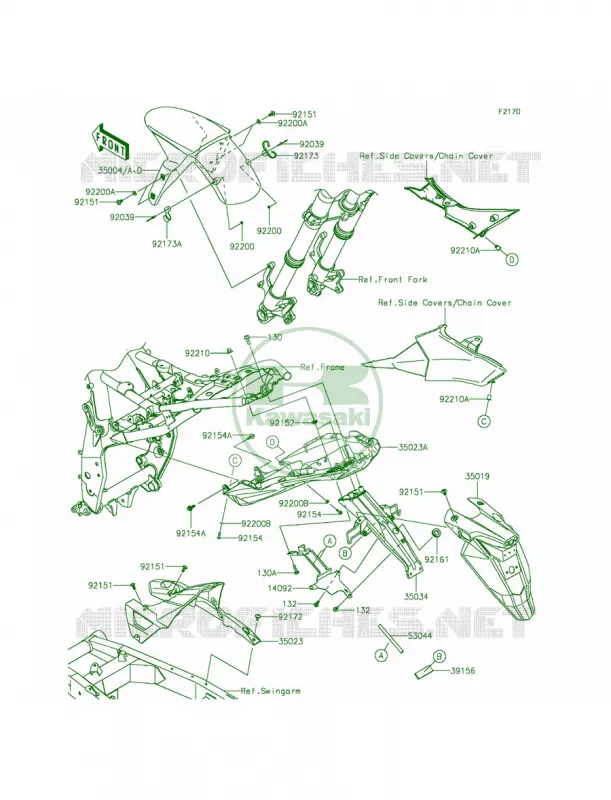 Fenders Kawasaki MOTOS 800 2014 ZR800  ZR800AEF