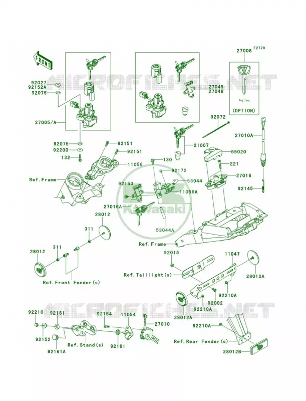 Ignition SwitchLocksReflectors Kawasaki MOTOS 1000 2013 Z1000   ZR1000DDFA