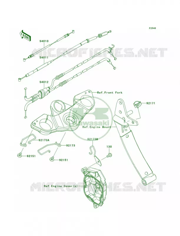 Cables Kawasaki MOTOS 1000 2012 Ninja 1000 ABS  ZX1000HCF