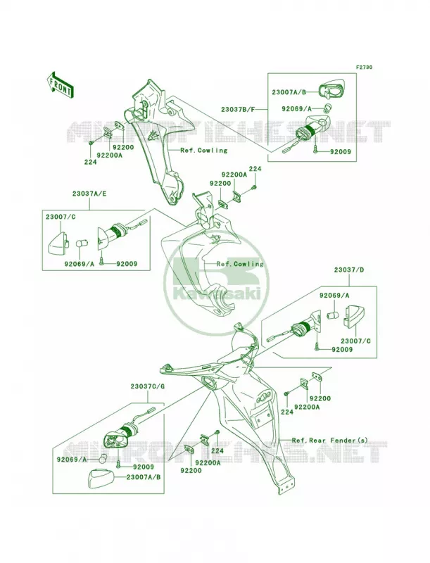 Turn Signals Kawasaki MOTOS 650 2008 Versys   KLE650A8F