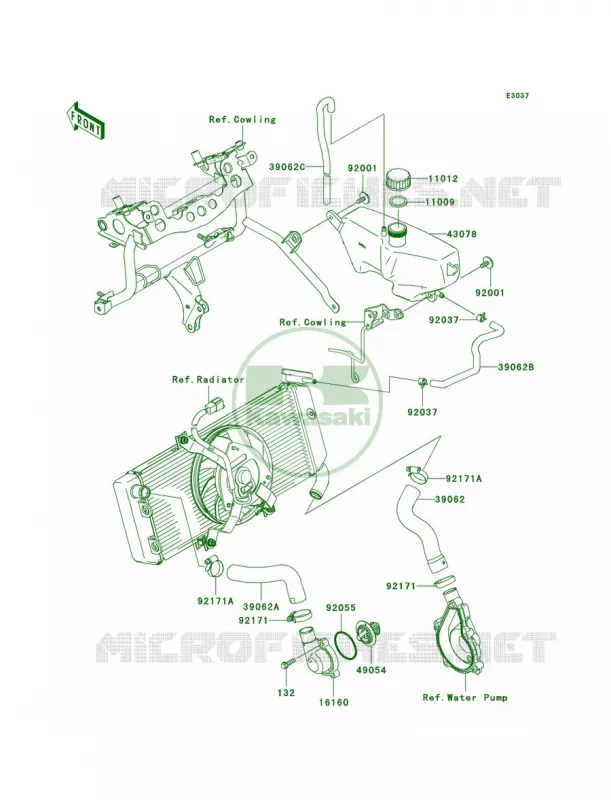 Water Pipe Kawasaki MOTOS 650 2007 Versys   KLE650A7F